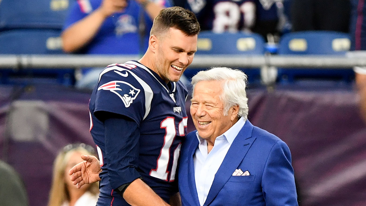 Tampa Bay Buccaneers quarterback Tom Brady, New England Patriots owner Robert Kraft