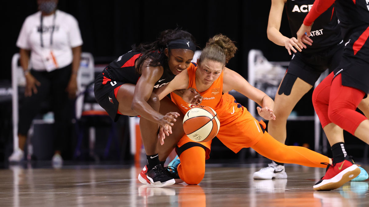 Former Connecticut Sun forward Theresa Plaisance and Las Vegas Aces guard Jackie Young