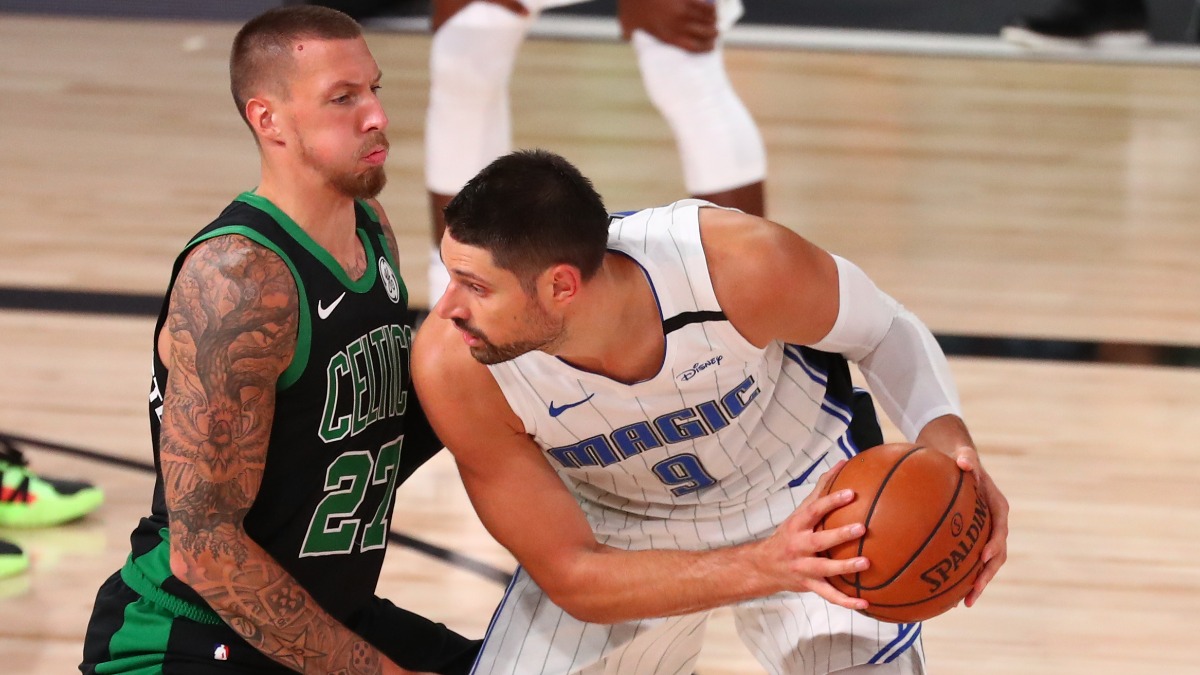 Chicago Bulls centers Nikola Vucevic and Daniel Theis
