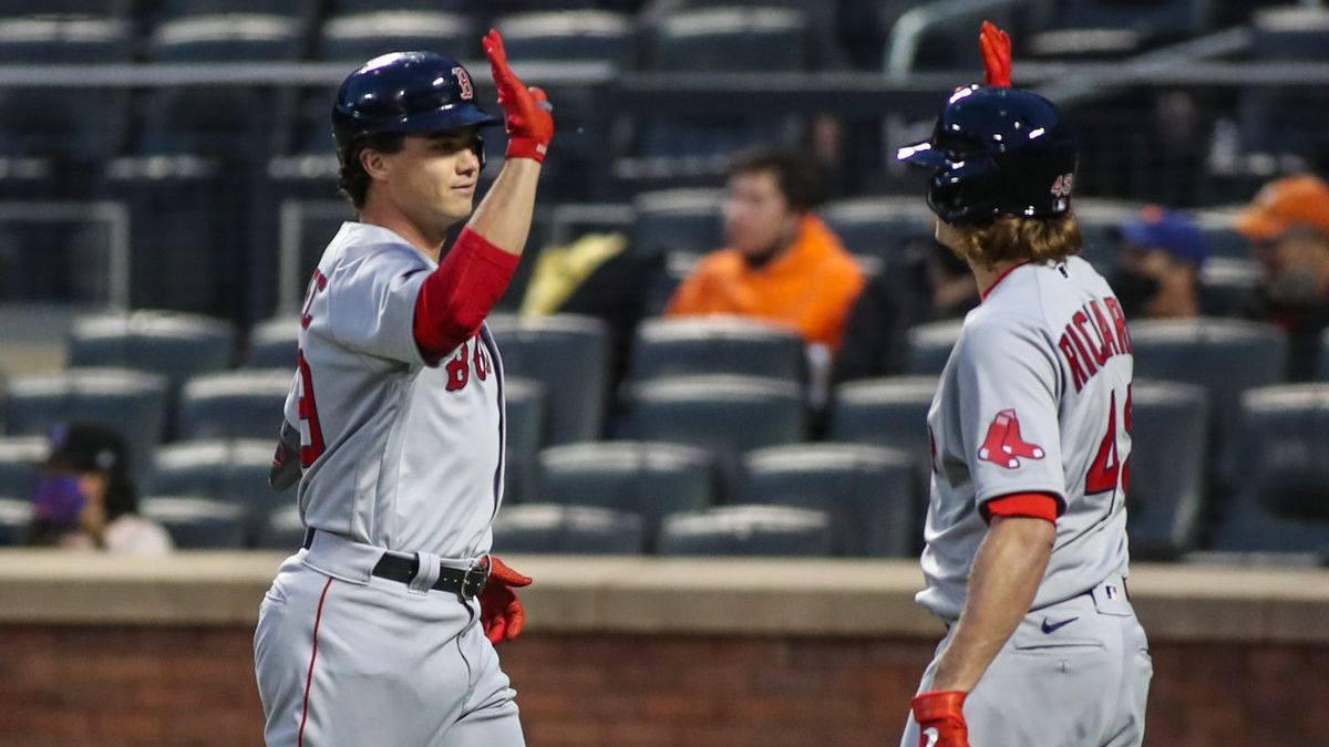Boston Red Sox first baseman Bobby Dalbec, starting pitcher Garrett Richards