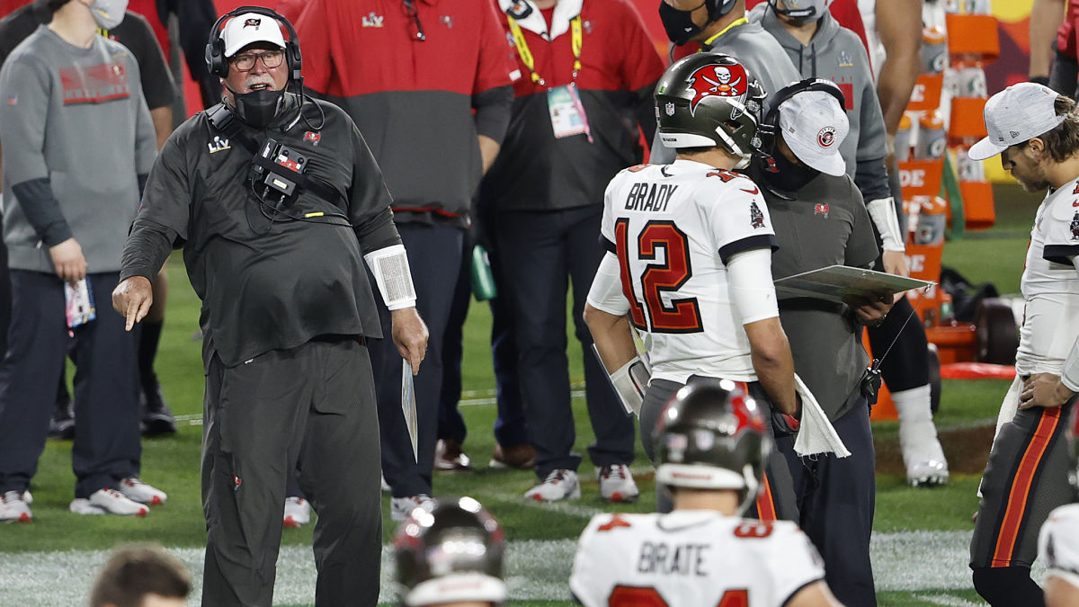 Tampa Bay Buccaneers head coach Bruce Arians and quarterback Tom Brady