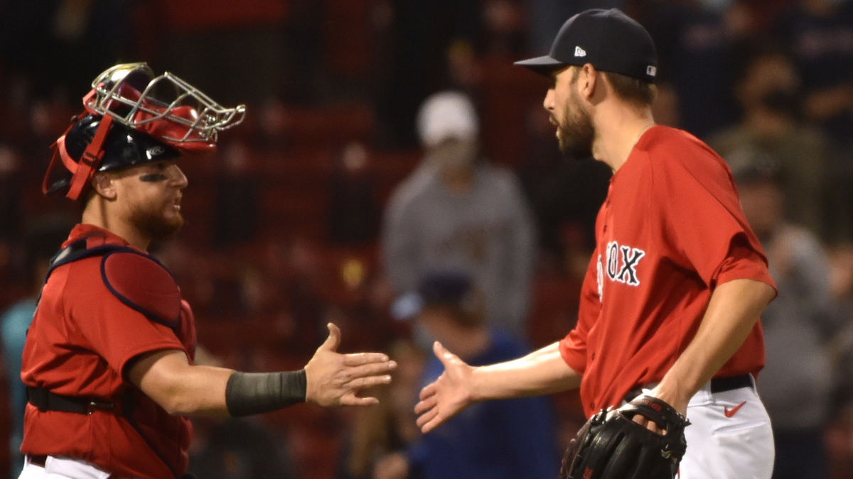 Boston Red Sox closer Matt Barnes, catcher Christian Vazquez