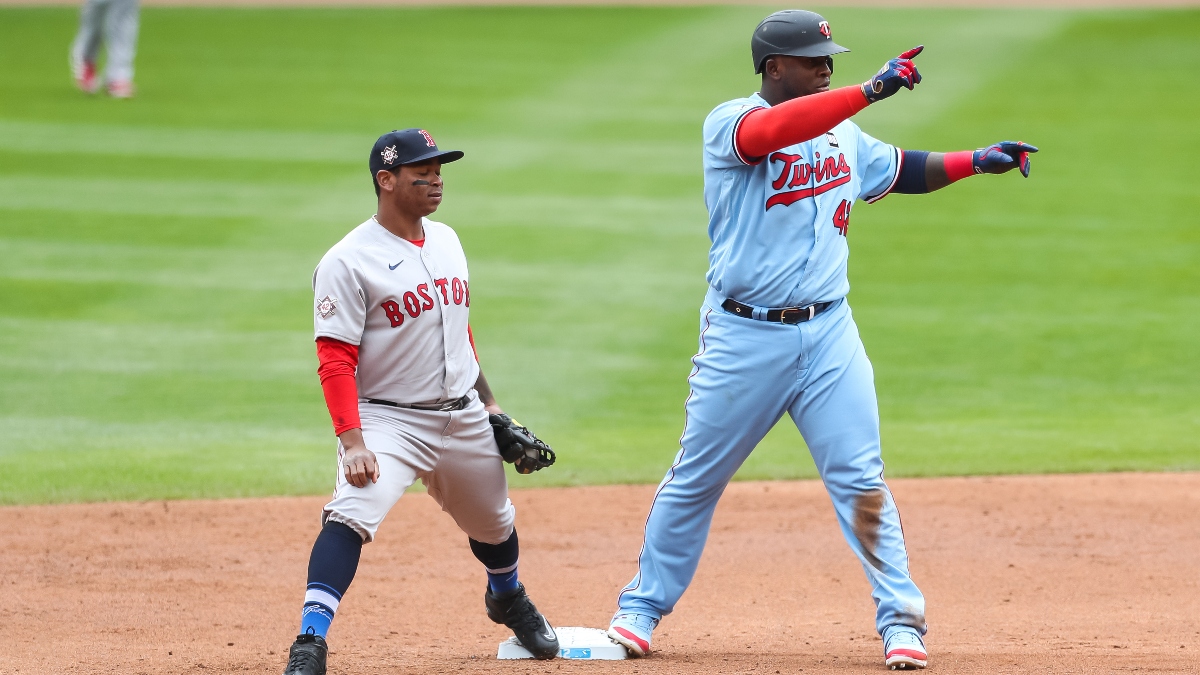 Minnesota Twins first baseman Miguel Sano and Boston Red Sox third baseman Rafael Devers