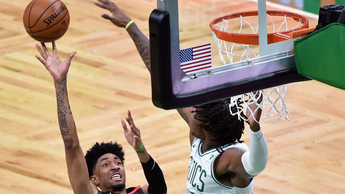 Houston Rockets center Christian Wood, Boston Celtics center Robert Williams