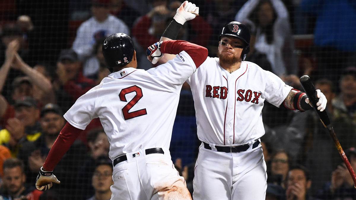 Boston Red Sox shortstop Xander Bogaerts and catcher Christian Vazquez
