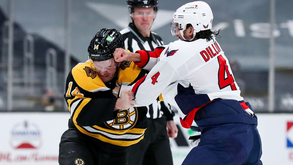 Boston Bruins winger Chris Wagner and Washington Capitals defenseman Brenden Dillon