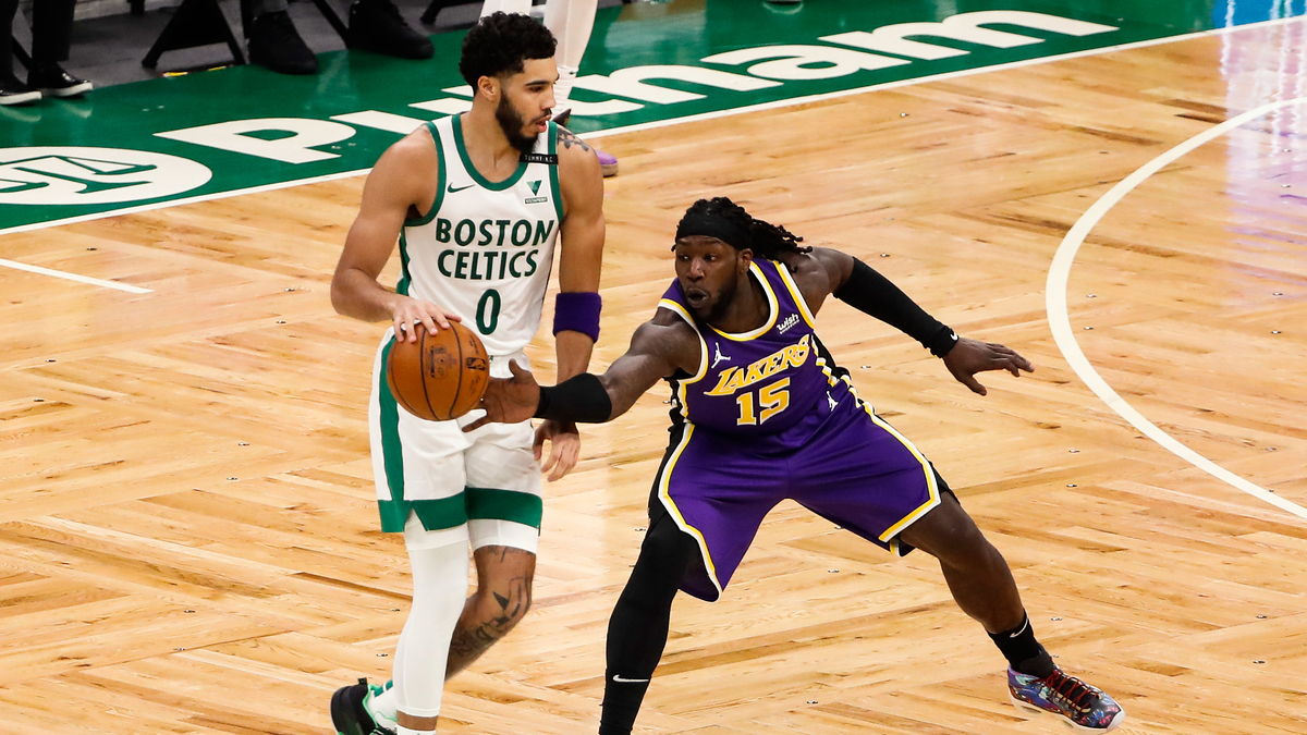 Boston Celtics forward Jayson Tatum, Los Angeles Lakers center Montrezl Harrell