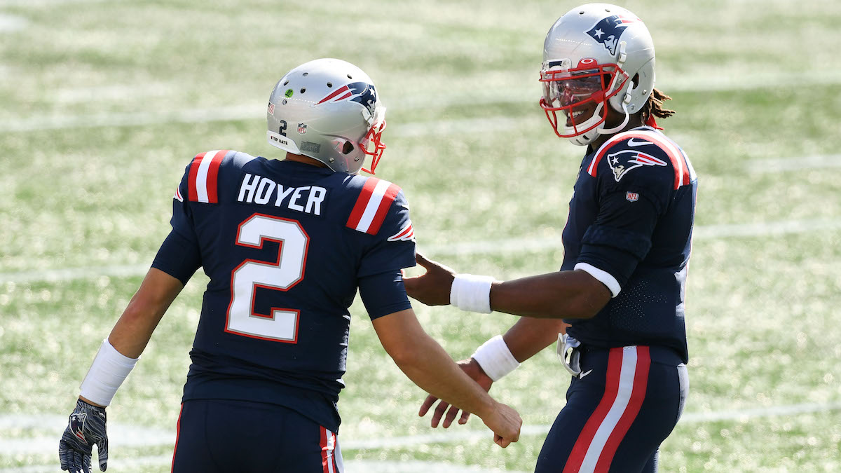 Patriots quarterbacks Brian Hoyer, Cam Newton