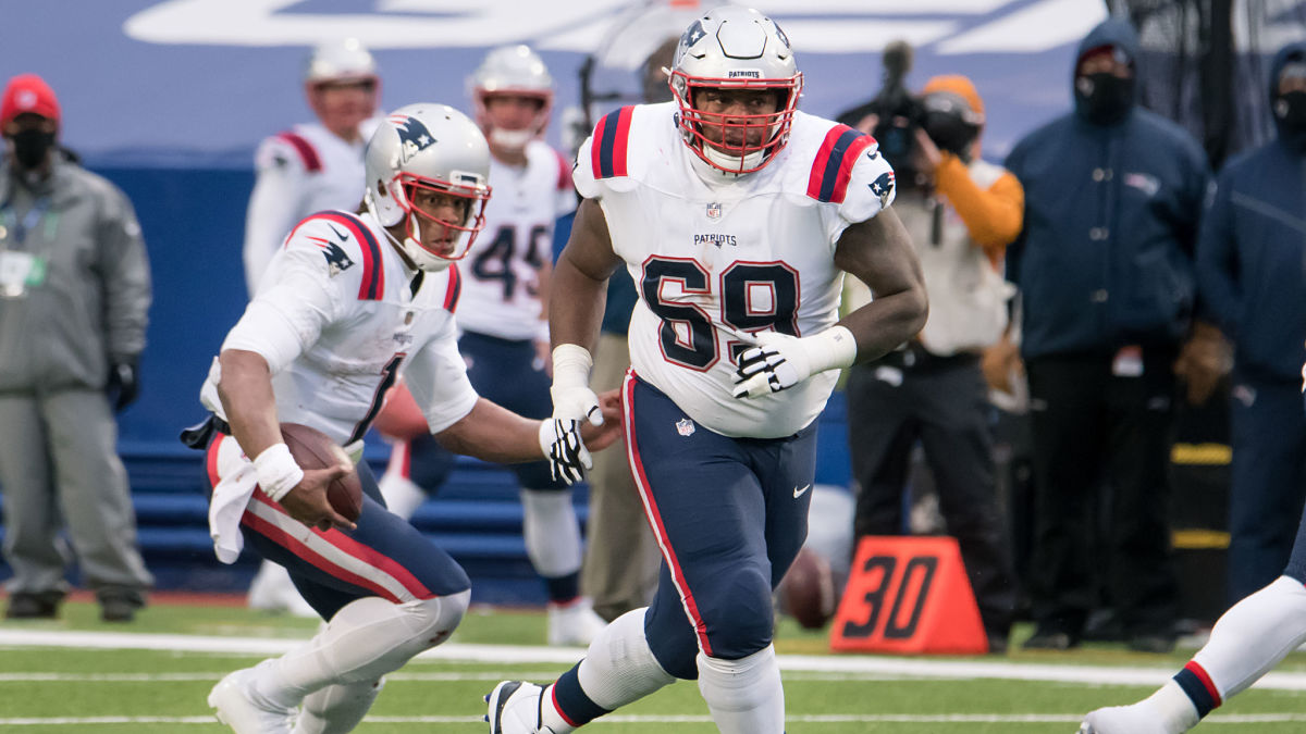 New England Patriots quarterback Cam Newton and offensive guard Shaq Mason