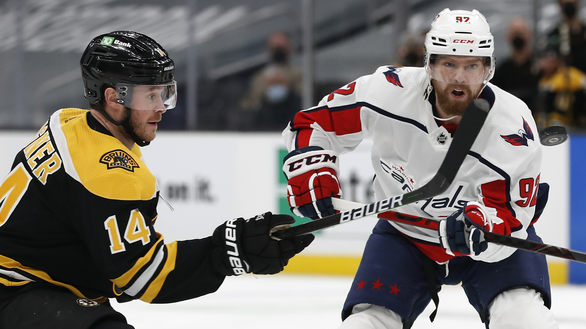 Washington Capitals forward Evgeny Kuznetsov, Boston Bruins forward Chris Wagner