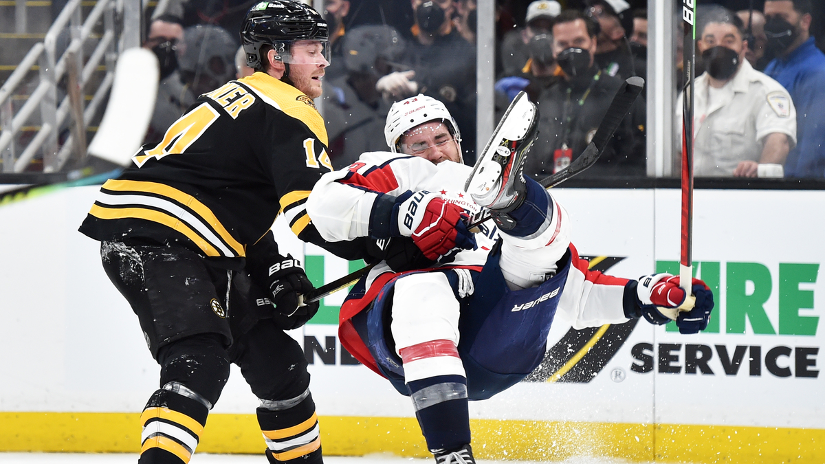Boston Bruins winger Chris Wagner, Washington Capitals winger Tom Wilson
