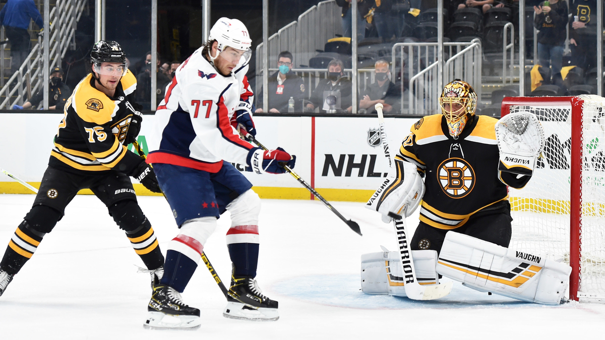 Boston Bruins defenseman Connor Clifton, goalie Tuukka Rask, Washington Capitals forward T.J. Oshie