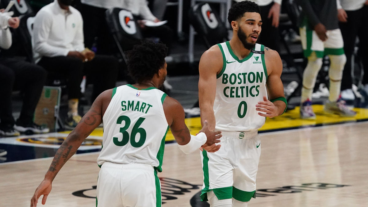 Boston Celtics guard Marcus Smart and forward Jayson Tatum