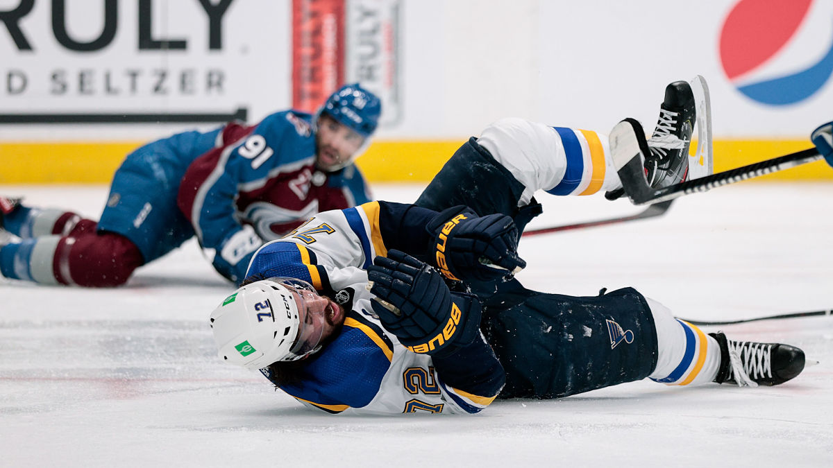 Colorado Avalanche forward Nazem Kadri, St. Louis Blues defenseman Justin Faulk
