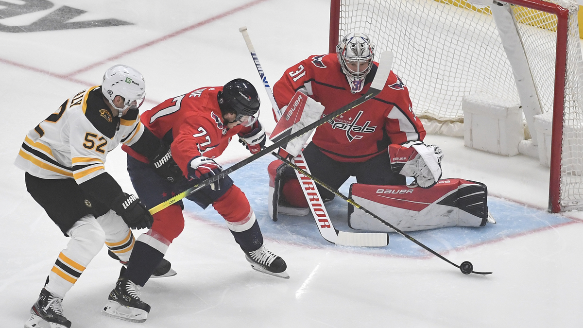 Washington Capitals forward T.J. Oshie, goalie Craig Anderson, Boston Bruins forward Sean Kuraly