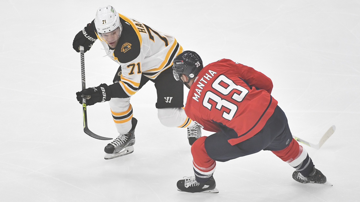 Boston Bruins winger Taylor Hall, Washington Capitals winger Anthony Mantha