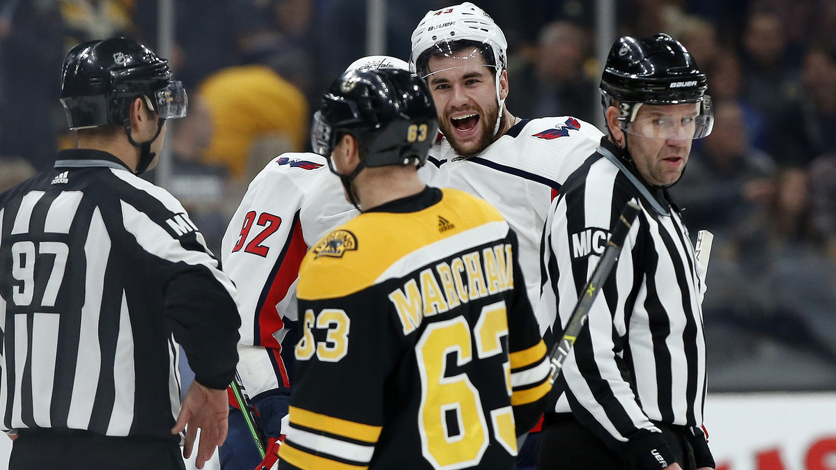 Boston Bruins winger Brad Marchand, Washington Capitals winger Tom Wilson