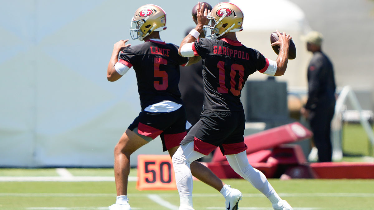 San Francisco 49ers quarterbacks Trey Lance and Jimmy Garoppolo
