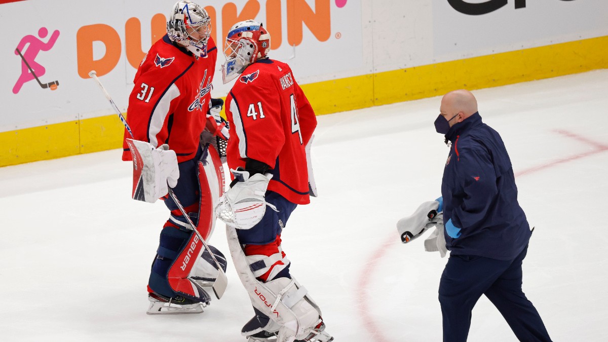 Washington Capitals goalies Vitek Vanecek and Craig Anderson