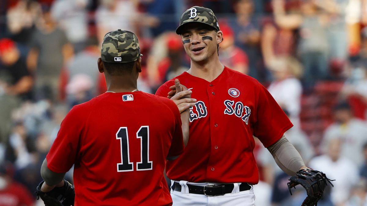 Boston Red Sox third baseman Rafael Devers, first baseman Bobby Dalbec