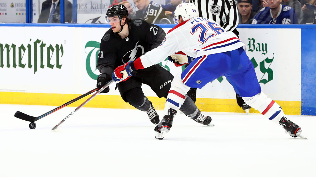 Tampa Bay Lightning center Brayden Point and Montreal Canadiens defenseman Jeff Petry