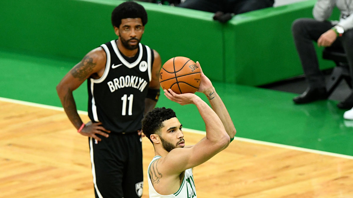 Brooklyn Nets guard Kyrie Irving and Boston Celtics forward Jayson Tatum