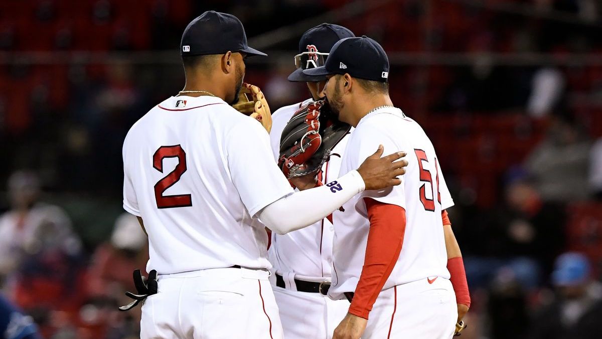 Boston Red Sox starting pitcher Martin Perez, shortstop Xander Bogaerts