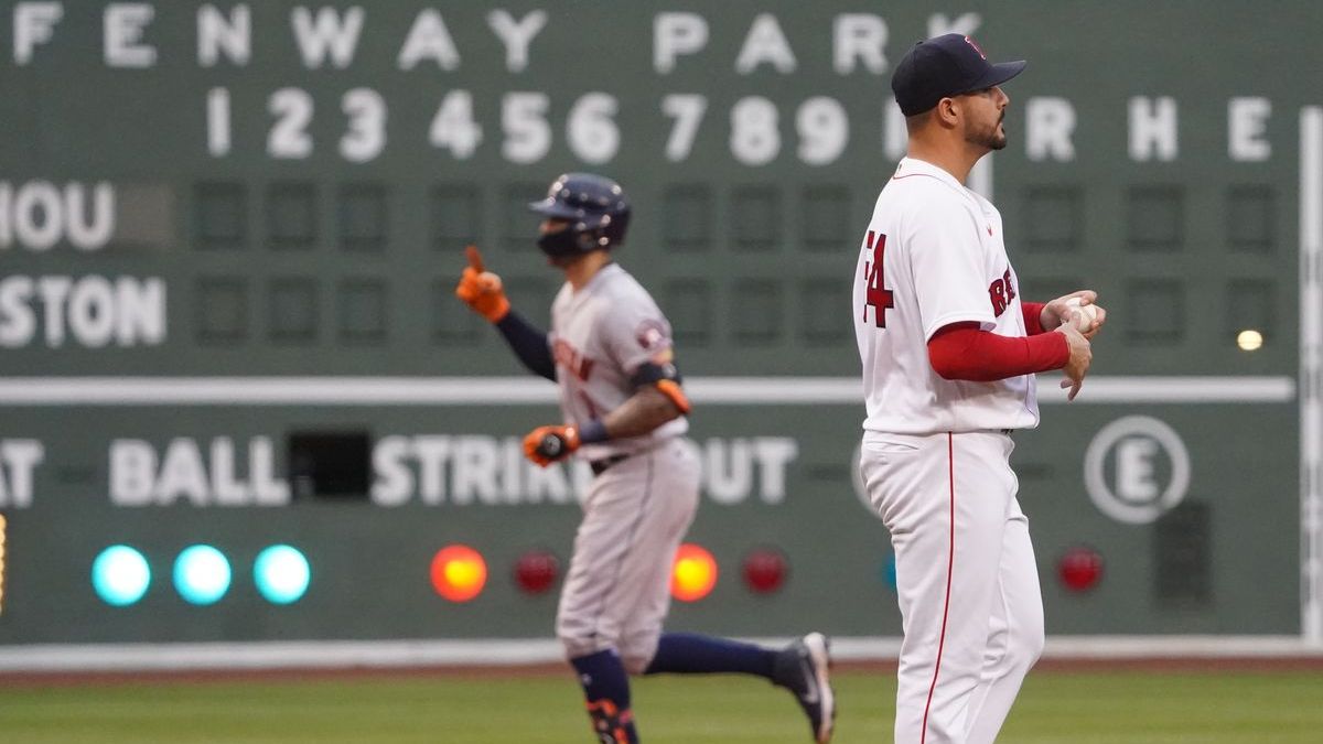 Boston Red Sox pitcher Martin Perez, Houston Astros shortshop Carlos Correa