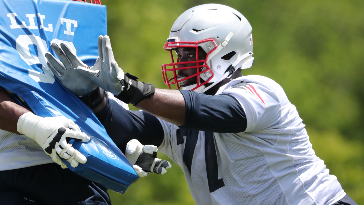 New England Patriots offensive lineman Mike Onwenu