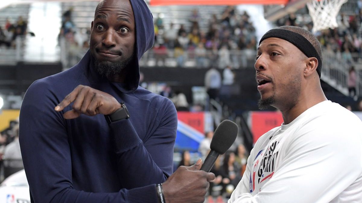 Former Boston Celtics players Kevin Garnett, Paul Pierce