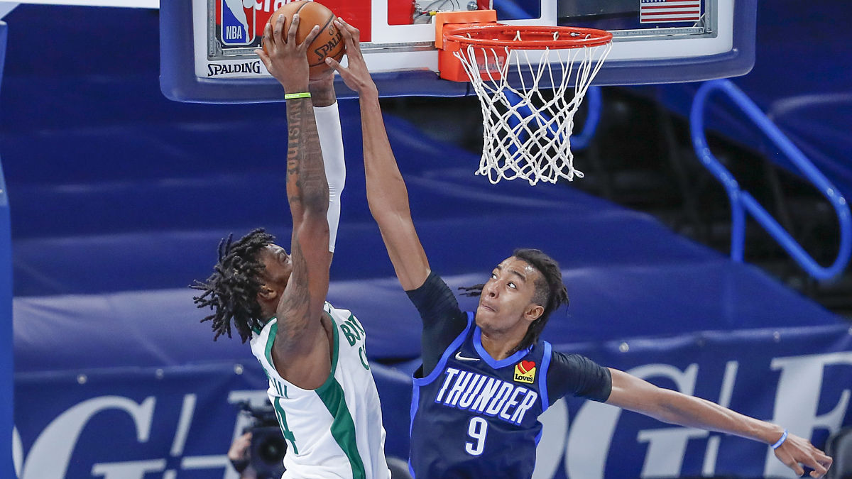 Boston Celtics centers Robert Williams and Moses Brown