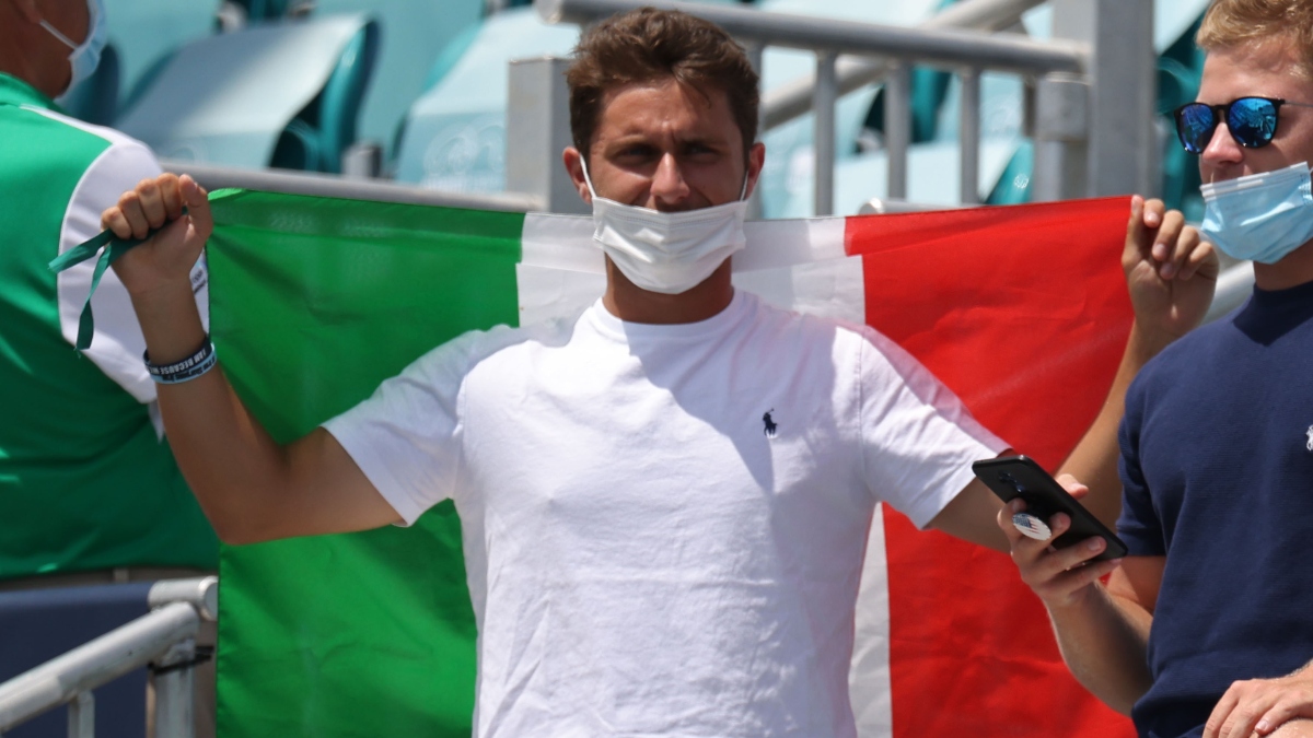 An Italy fan ahead of its matchup with Turkey