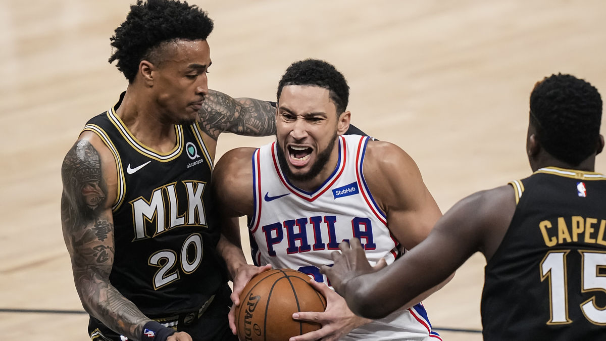 Atlanta Hawks forward John Collins and Philadelphia 76ers guard Ben Simmons