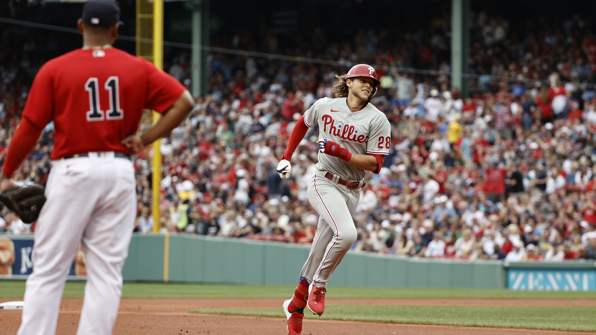 Philadelphia Phillies third baseman Alec Bohm, Boston Red Sox third baseman Rafael Devers