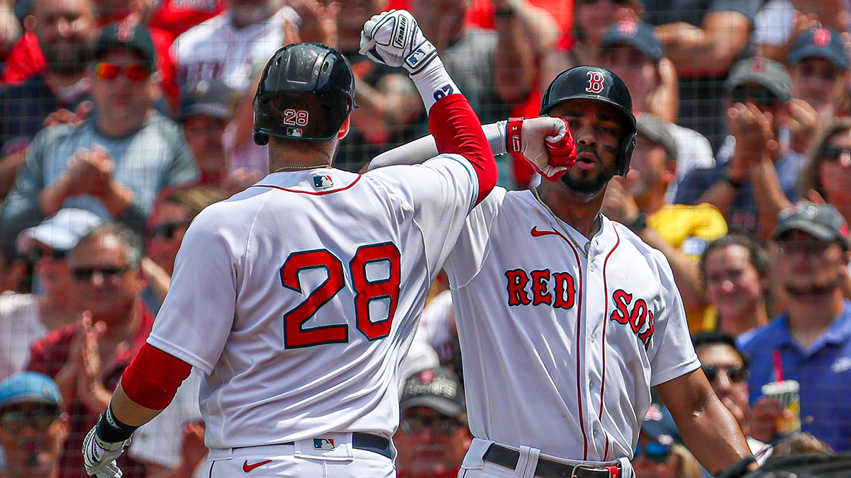 Boston Red Sox designated hitter J.D Martinez and shortstop Xander Bogaerts