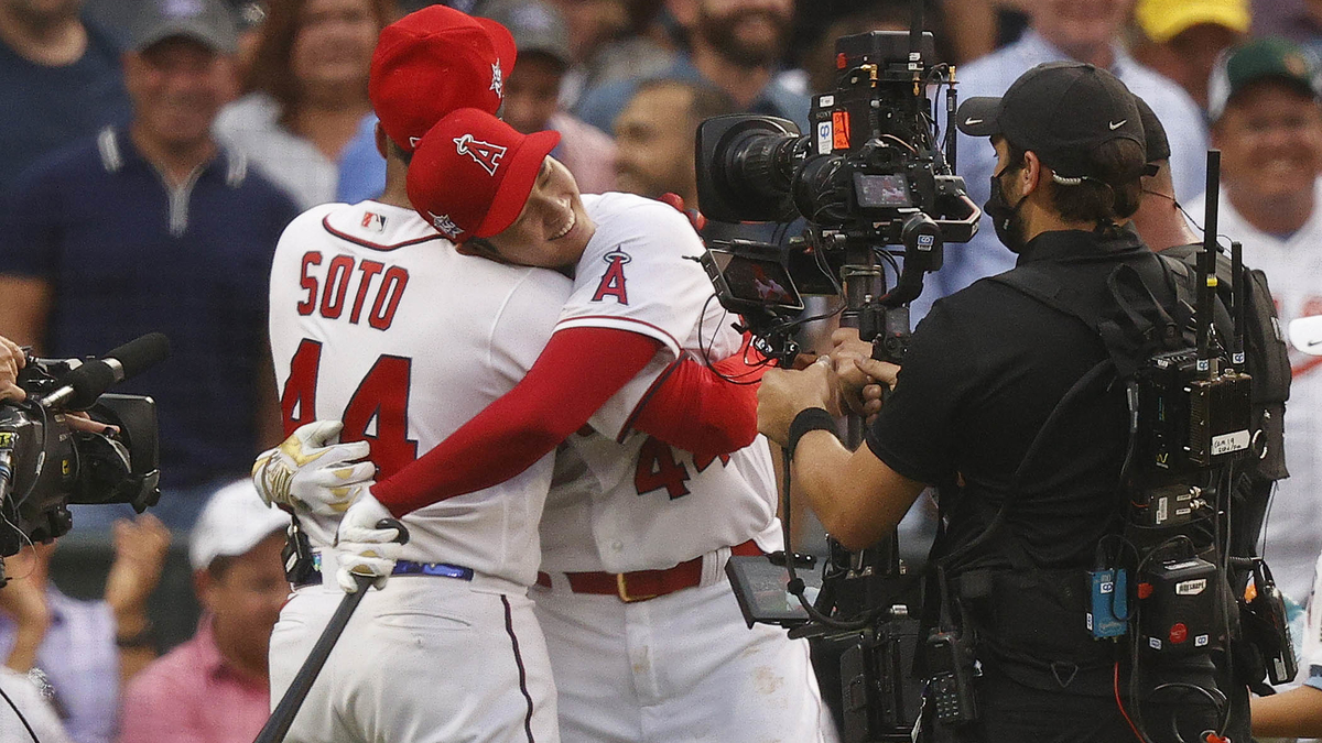Washington Nationals Right Fielder Juan Soto And Los Angeles Angels Designated Hitter And Pitcher Shohei Ohtani