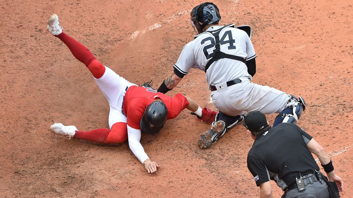 Boston Red Sox infielder/outfielder Kiké Hernández and New York Yankees catcher Gary Sanchez
