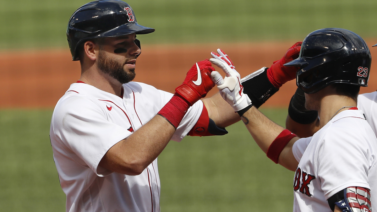 Boston Red Sox catcher Kevin Plawecki, infielder Michael Chavis