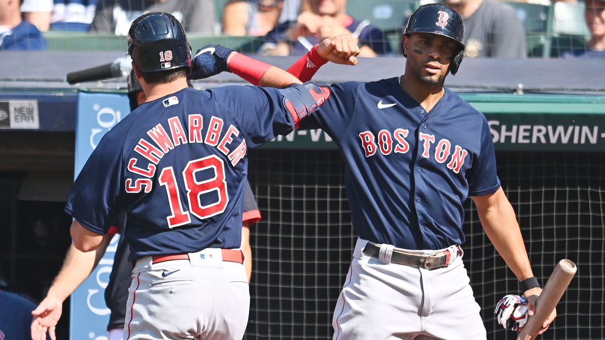 Boston Red Sox outfielder Kyle Schwarber, shortstop Xander Bogaerts