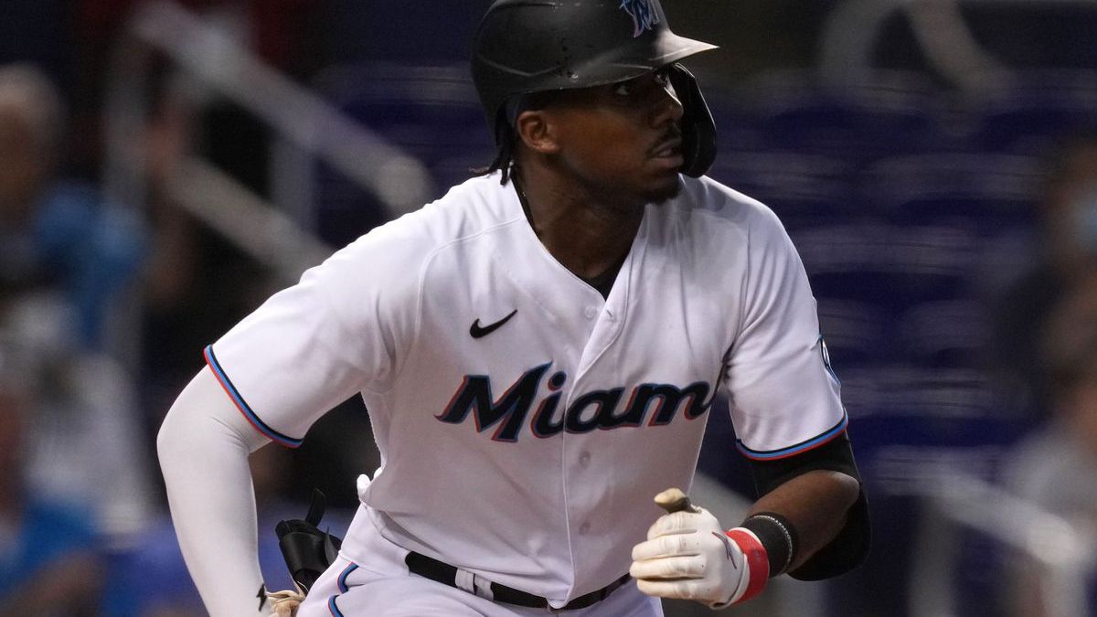 Miami Marlins centerfielder Lewis Brinson