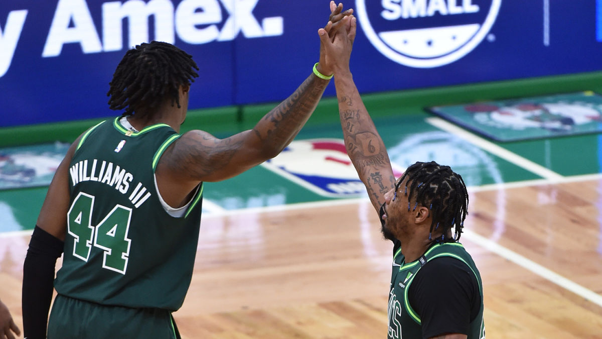 Boston Celtics center Robert Williams and guard Marcus Smart