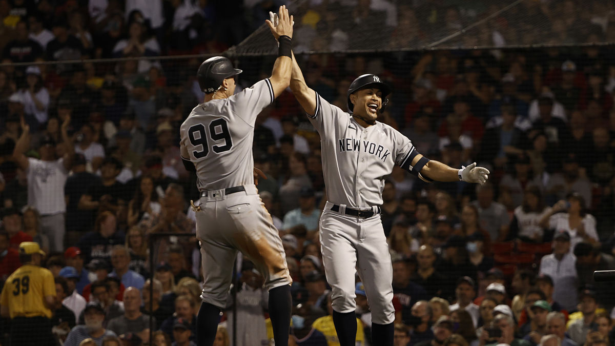 New York Yankees outfielder Aaron Judge and designated hitter Giancarlo Stanton