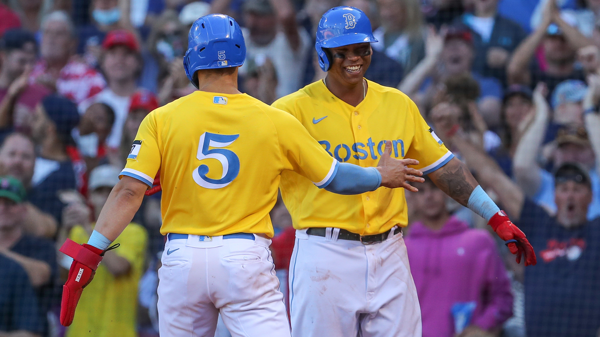 Boston Red Sox Outfielder Kiké Hernández And Third Baseman Rafael Devers