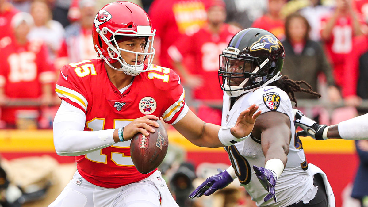 Kansas City Chiefs quarterback Patrick Mahomes and Baltimore Ravens linebacker Pernell McPhee