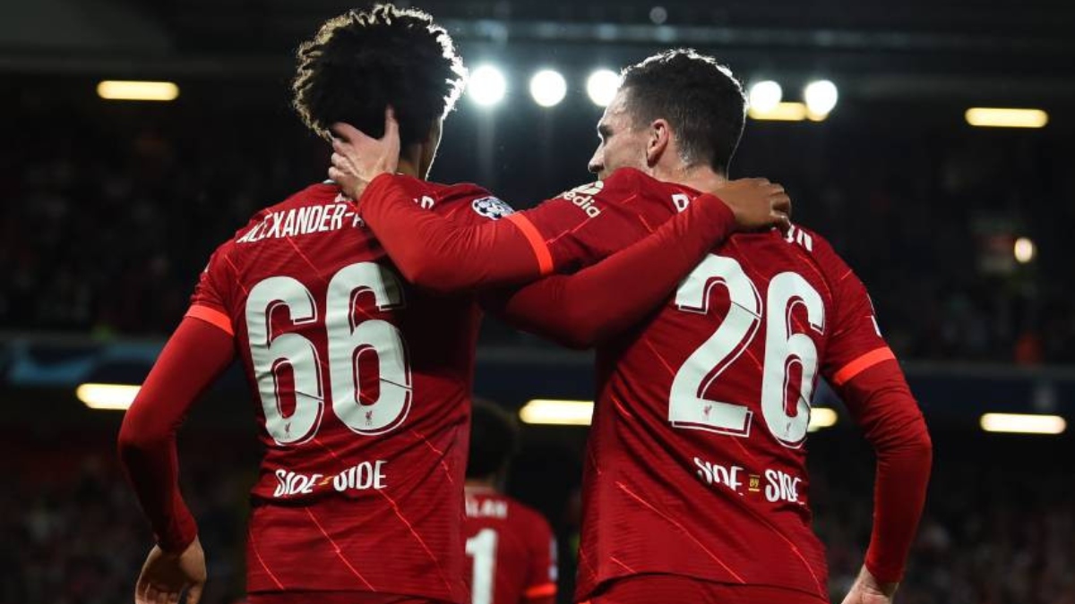 Liverpool defenders Trent Alexander-Arnold (left) and Andy Robertson