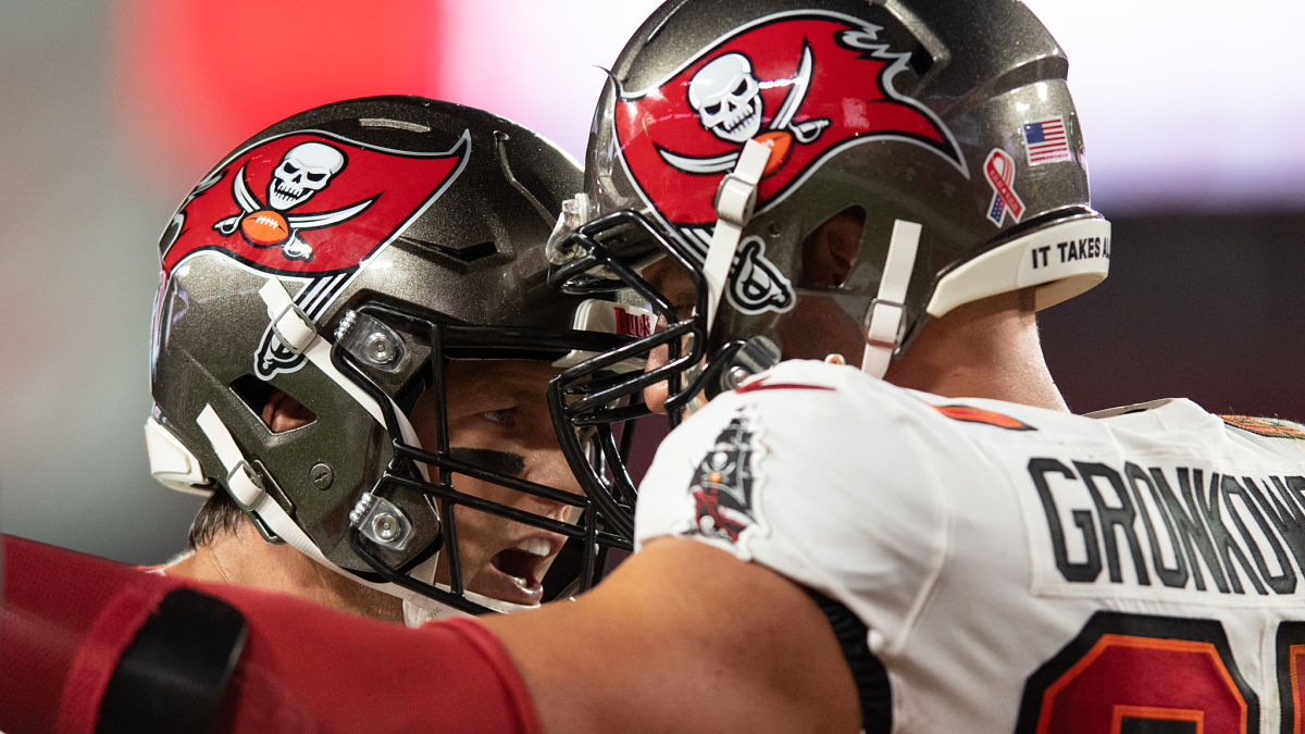 Tampa Bay Buccaneers quarterback Tom Brady, tight end Rob Gronkowski