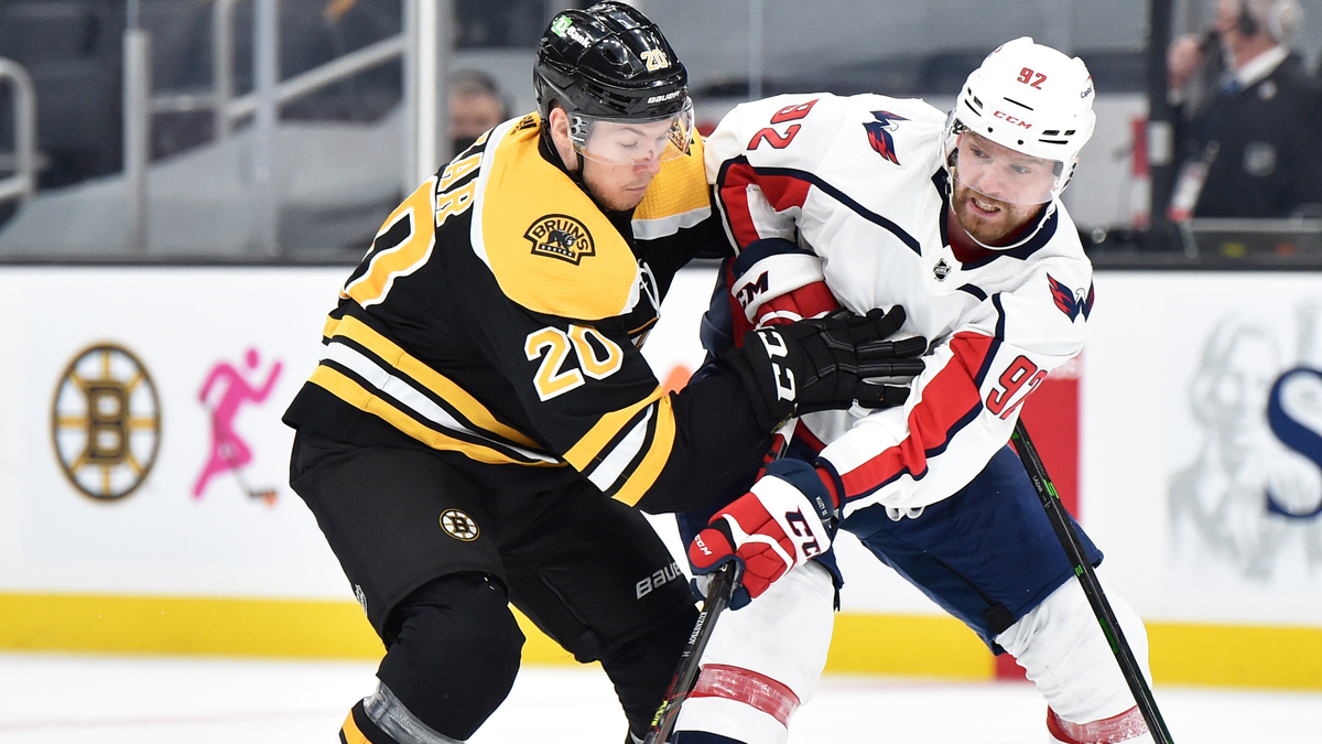 Boston Bruins center Curtis Lazar, Washington Capitals' Evgeny Kuznetsov