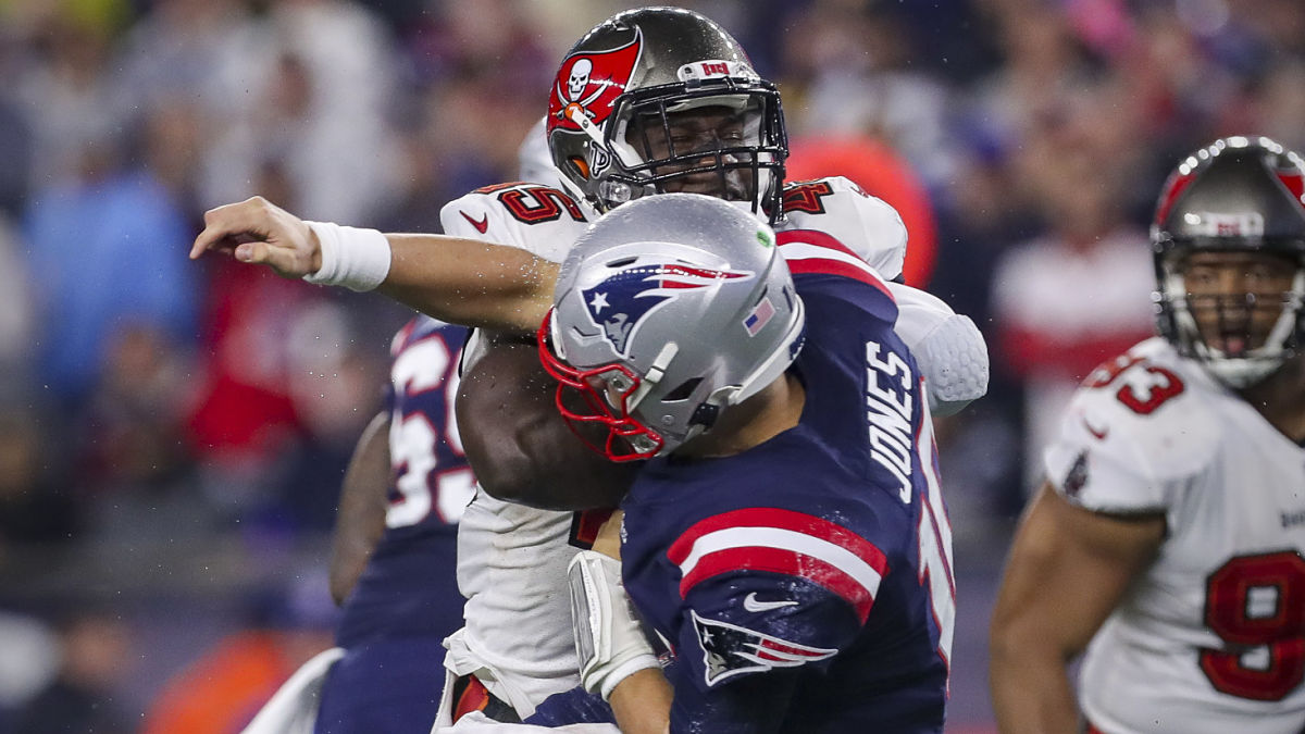 Tampa Bay Buccaneers linebacker Devin White and New England Patriots quarterback Mac Jones