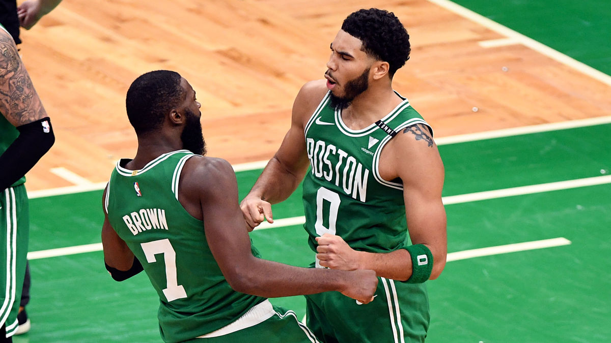 Boston Celtics forwards Jaylen Brown and Jayson Tatum