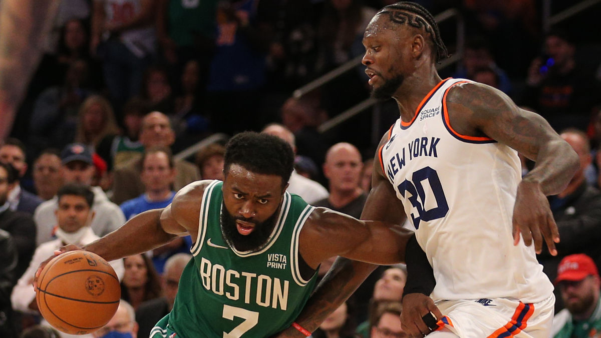 Boston Celtics guard Jaylen Brown and New York Knicks forward Julius Randle